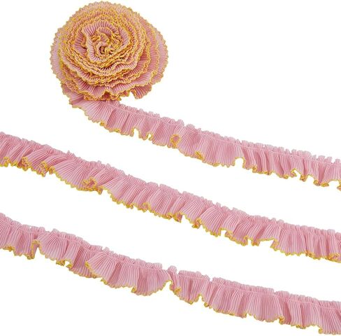 5.47 Yards 1.13 Inch White Red Chiffon Ruffle Trim Gathered Ruffled Edge Lace Trimming Pleated Applique Fabric Ribbon for Sewing Making Crafts Wedding Dresses Clothes Bridal Costumes DIY in Kuwait