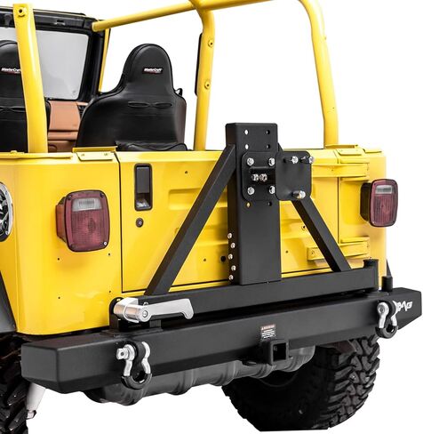 EAG Classic Rear Bumper with Tire Carrier Black Textured Fit for 87-06 Wrangler TJ YJ in Saudi Arabia