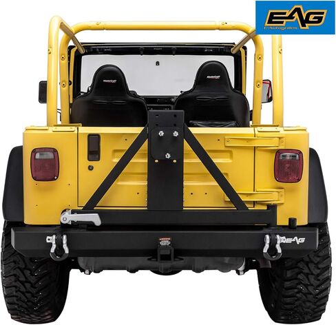 EAG Classic Rear Bumper with Tire Carrier Black Textured Fit for 87-06 Wrangler TJ YJ in Saudi Arabia
