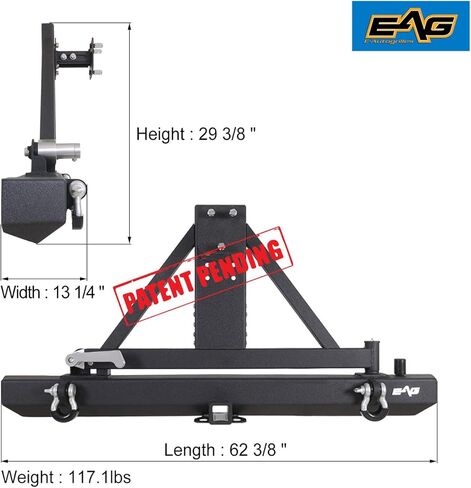 EAG Classic Rear Bumper with Tire Carrier Black Textured Fit for 87-06 Wrangler TJ YJ in Saudi Arabia