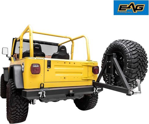 EAG Classic Rear Bumper with Tire Carrier Black Textured Fit for 87-06 Wrangler TJ YJ in Saudi Arabia