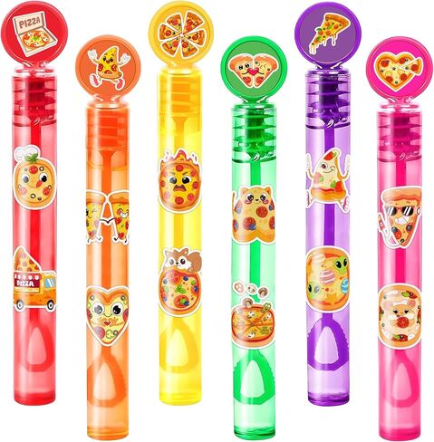 Pizza Party Favors for Kids - 24PCS Cute Food Bubble Wands Fun Food Theme Birthday Party Supplies Goodie Bag Fillers Classroom Rewards in Saudi Arabia