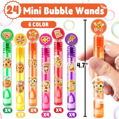 Pizza Party Favors for Kids - 24PCS Cute Food Bubble Wands Fun Food Theme Birthday Party Supplies Goodie Bag Fillers Classroom Rewards in Saudi Arabia