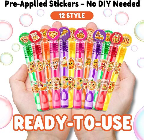 Pizza Party Favors for Kids - 24PCS Cute Food Bubble Wands Fun Food Theme Birthday Party Supplies Goodie Bag Fillers Classroom Rewards in Saudi Arabia