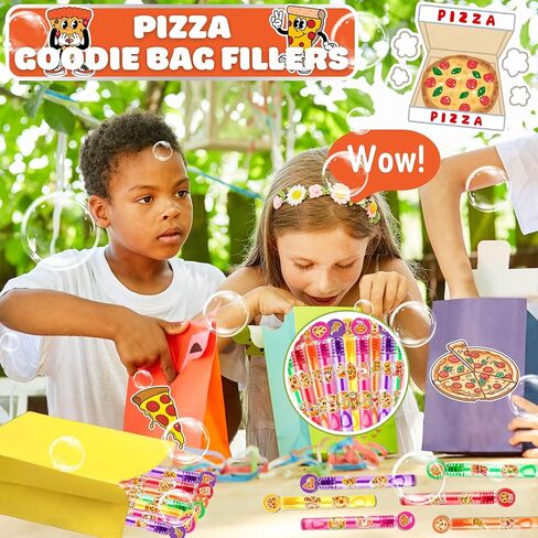 Pizza Party Favors for Kids - 24PCS Cute Food Bubble Wands Fun Food Theme Birthday Party Supplies Goodie Bag Fillers Classroom Rewards in Saudi Arabia