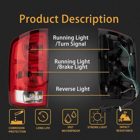 Taillight Compatible with 2002-2006 Dodge Ram 1500 2003-2006 Dodge Ram 2500 3500 Driver and Passenger Side in Saudi Arabia