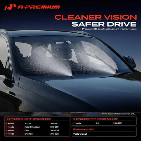 A-Premium Front Windshield Washer Nozzle Compatible with Honda CR-V CRV 2012-2016, Accord 2011-2012, HR-V HRV 2016-2018, Crosstour 2012-2015, Accord Crosstour 2010-2011 in Kuwait