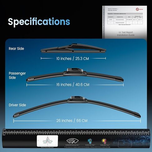 Quiet-drive Wiper Blades for Toyota RAV4 2013-2018, OEM Fit, Lab Tested 500K Endurance & -40°C to 80°C; Optimized Pressure, 26"+16"+10" in Saudi Arabia