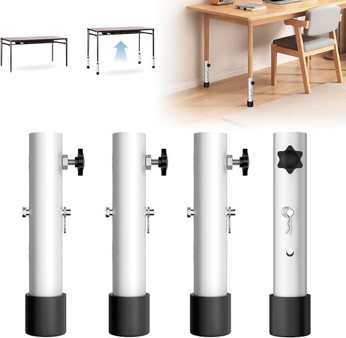 Table Leg Extenders for Folding Tables, Metal Table Leg Extensions for Bent and Straight Legs, Adjustable Folding Table Leg Risers, Table Height Extenders for Rise 3.6"/5.2"(8.1in)-8 Pack in Kuwait