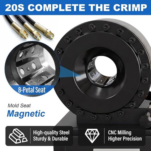 Electric 110V Portable Hose Crimper with 8 Dies - Hydraulic Crimping Machine for 1/4" to 1" Hose Diameter, Compatible with Hydraulics, Automotive AC Lines, Agricultural & Excavator Equipment in Kuwait