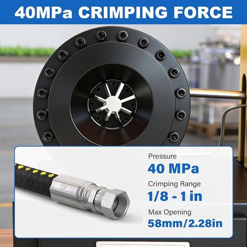 Electric 110V Portable Hose Crimper with 8 Dies - Hydraulic Crimping Machine for 1/4" to 1" Hose Diameter, Compatible with Hydraulics, Automotive AC Lines, Agricultural & Excavator Equipment in Kuwait