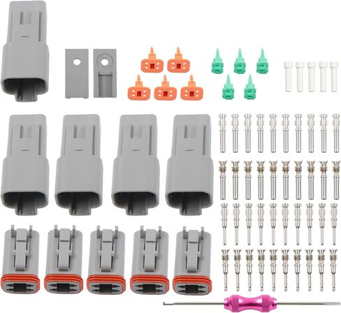 Professional 4 Pin DT Series Connector Kit - 5 Pair IP67 Set with Stamped Contacts and Tool Built for Automotive, Marine, Industrial Use in Saudi Arabia