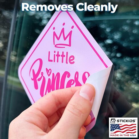 ملصقات Stickios Little Princess على اللوحة (غير مغناطيسية) - لافتات قابلة للإزالة وآمنة على الطلاء للسيارات والنوافذ - صُنعت في الولايات المتحدة الأمريكية (عبوتان، 6 بوصات ماسية، وردي، فتاة) in Kuwait