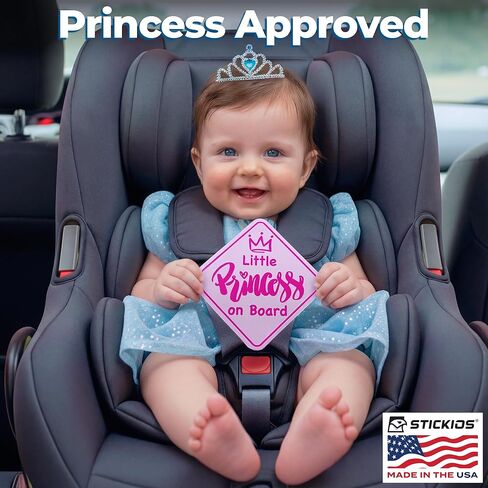 ملصقات Stickios Little Princess على اللوحة (غير مغناطيسية) - لافتات قابلة للإزالة وآمنة على الطلاء للسيارات والنوافذ - صُنعت في الولايات المتحدة الأمريكية (عبوتان، 6 بوصات ماسية، وردي، فتاة) in Kuwait