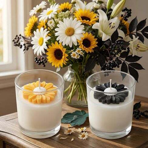 2 Pcs Daisy Flower Molds, 3D Fondant Chocolate Cake Cupcake Topper Decoration Mold, DIY Candle Soap Wax Epoxy Resin Concrete Casting Polymer Clay Craft in Saudi Arabia
