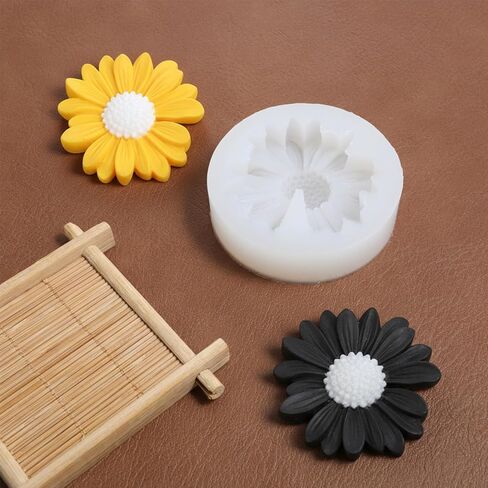 2 Pcs Daisy Flower Molds, 3D Fondant Chocolate Cake Cupcake Topper Decoration Mold, DIY Candle Soap Wax Epoxy Resin Concrete Casting Polymer Clay Craft in Saudi Arabia