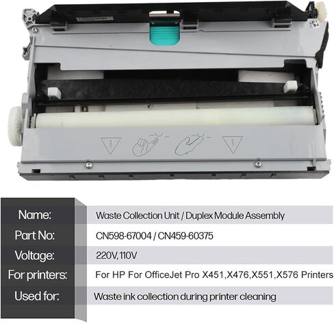 CN598-67004 Waste Ink Collection Unit for HP for OFFICEJET Pro X451 X476 X551 X576 PageWide 576 586 Printers, for DUPLEX Module Assembly Replacement Part CN459-60375 in Kuwait
