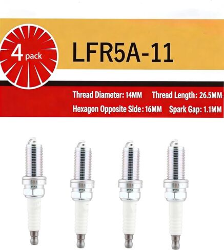 4-Pack LFR5A-11 Spark Plugs, Stock # 6376, Copper Core, 14mm Hex, 0.043" Gap, OE-Spec Match Replacement for NGK LFR5A-11 6376 in Saudi Arabia