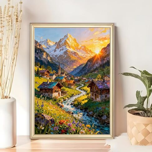 AWLNKMC Sunrise Mountain House Paint by Numbers for Adults, DIY Paint by Numbers Kits for Adults Beginners Without Frame, Acrylic Paint on Canvas Painting Kits for Home Decor 16x20 Inch in Saudi Arabia