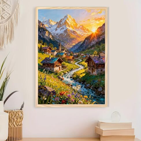 AWLNKMC Sunrise Mountain House Paint by Numbers for Adults, DIY Paint by Numbers Kits for Adults Beginners Without Frame, Acrylic Paint on Canvas Painting Kits for Home Decor 16x20 Inch in Saudi Arabia