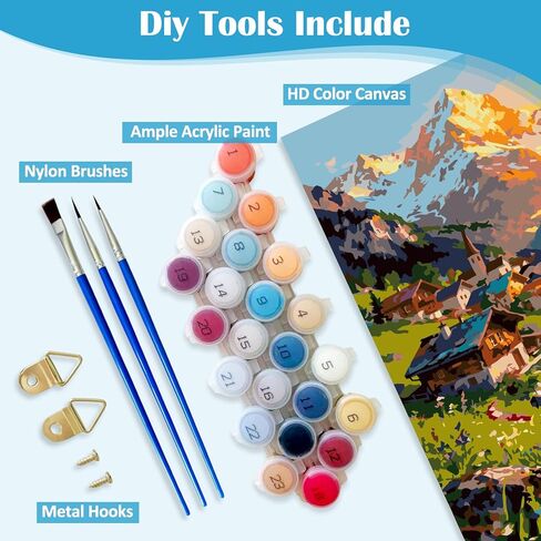 AWLNKMC Sunrise Mountain House Paint by Numbers for Adults, DIY Paint by Numbers Kits for Adults Beginners Without Frame, Acrylic Paint on Canvas Painting Kits for Home Decor 16x20 Inch in Saudi Arabia