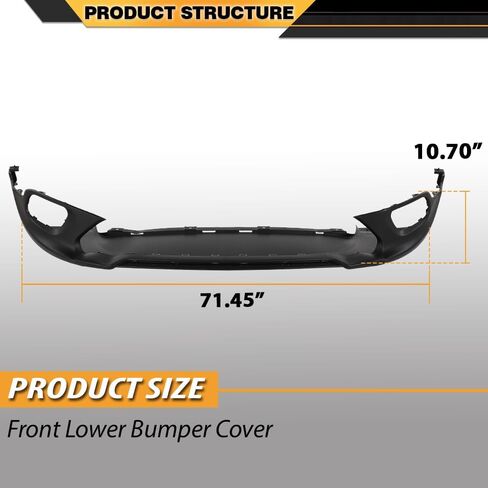 CNNELL Front Lower Bumper Cover Compatible with Jeep Cherokee Latitude Plus 2018, Fit Jeep Cherokee 2014-2018, w/o Tow Hook Hole, w/o Parking Aid Sensor Holes, w/o License Plate Provision 68203213AA in Kuwait