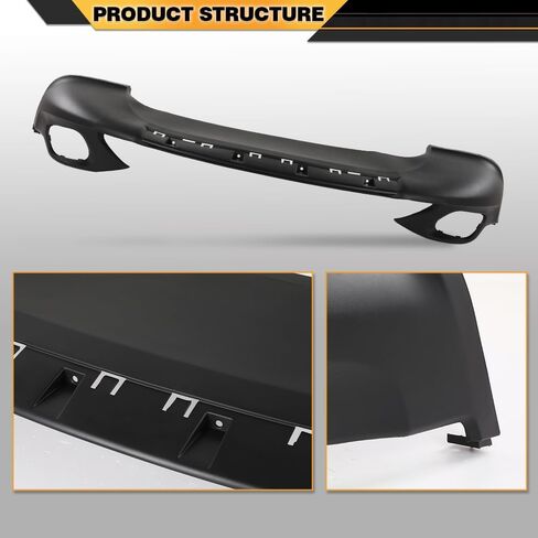 CNNELL Front Lower Bumper Cover Compatible with Jeep Cherokee Latitude Plus 2018, Fit Jeep Cherokee 2014-2018, w/o Tow Hook Hole, w/o Parking Aid Sensor Holes, w/o License Plate Provision 68203213AA in Kuwait