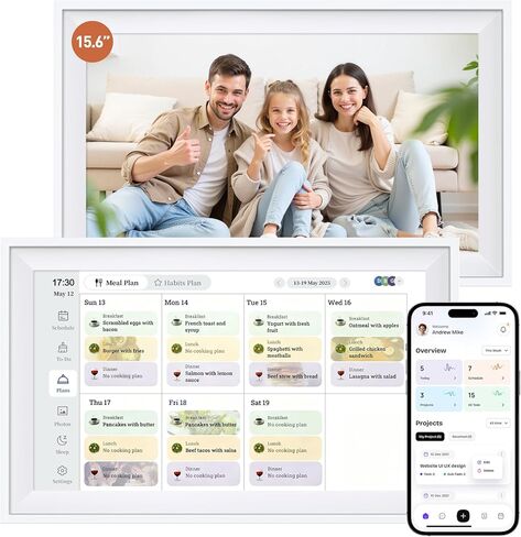 15.6 Inches Smart Digital Calendar, Electronic Starlight Calendar Wall Touch Screen, Wall/Desk Mountable, Two-Way Sync with Online Calendars, Family Schedule, Chore & Meal Planner, Photo Display in Saudi Arabia