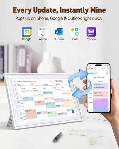 15.6 Inches Smart Digital Calendar, Electronic Starlight Calendar Wall Touch Screen, Wall/Desk Mountable, Two-Way Sync with Online Calendars, Family Schedule, Chore & Meal Planner, Photo Display in Saudi Arabia
