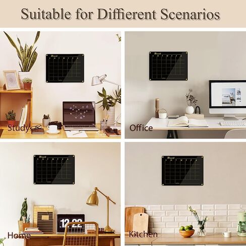 Black Acrylic Calendar Whiteboard for Wall,16’’x12’’,Dry Erase Calendar for Home,Office in Saudi Arabia
