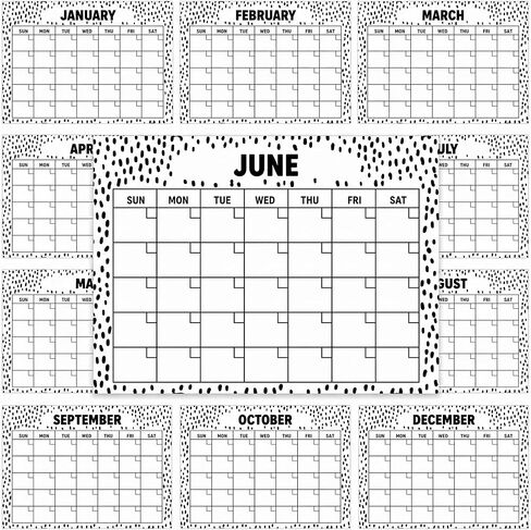 12 Pcs Large Classroom Calendar Composition Book Classroom Office Decor 17''x12" Erasable Pastel Monthly Wall Calendar Glossy Reusable Surface Back to School Kindergarten Preschool Teacher Must Haves in Kuwait