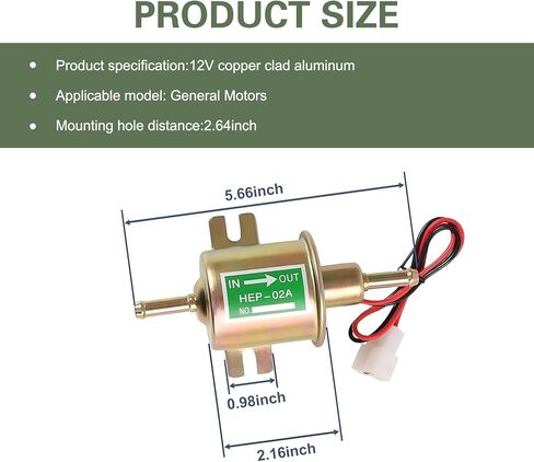 Electric Fuel Pump, 12V Low Pressure Fuel Transfer Pump, HEP-02A Automotive Gas Line Replacement, Fit for Cars, Boats, Carburetor, Trucks, Lawnmower and Generators (Gold) in Saudi Arabia