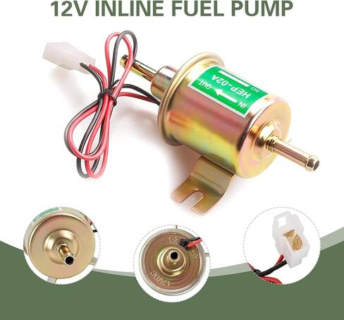 Electric Fuel Pump, 12V Low Pressure Fuel Transfer Pump, HEP-02A Automotive Gas Line Replacement, Fit for Cars, Boats, Carburetor, Trucks, Lawnmower and Generators (Gold) in Saudi Arabia
