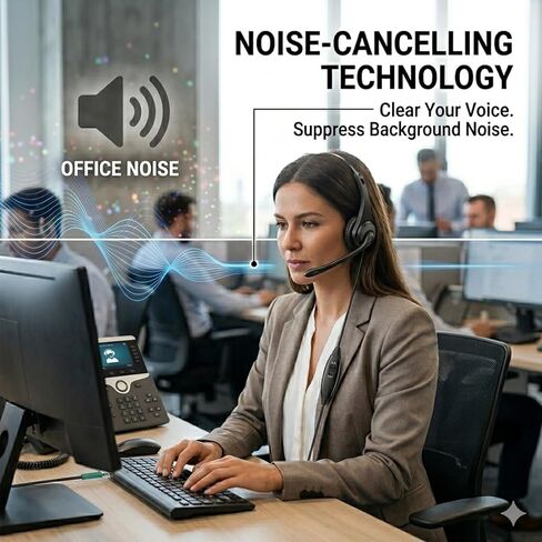 Telephone Headsets for Plantronics Polycom Zultys Toshiba NEC, RJ9 Call Center Telephone headsets with Noise Cancelling Microphone for Landline Office Phone SIP and IP Phones in Kuwait