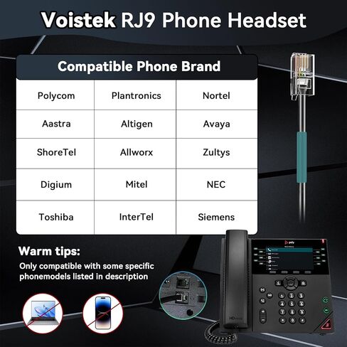 Telephone Headsets for Plantronics Polycom Zultys Toshiba NEC, RJ9 Call Center Telephone headsets with Noise Cancelling Microphone for Landline Office Phone SIP and IP Phones in Kuwait