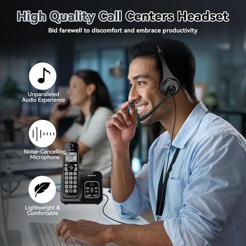 Telephone Headsets for Plantronics Polycom Zultys Toshiba NEC, RJ9 Call Center Telephone headsets with Noise Cancelling Microphone for Landline Office Phone SIP and IP Phones in Kuwait