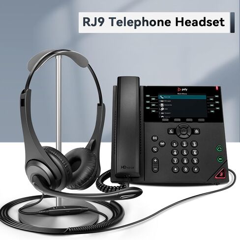 Telephone Headsets for Plantronics Polycom Zultys Toshiba NEC, RJ9 Call Center Telephone headsets with Noise Cancelling Microphone for Landline Office Phone SIP and IP Phones in Kuwait