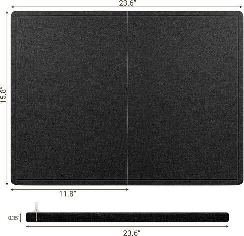 AKTOP Bulletin Board, 24" x 16" Foldable Felt Notice Pin Board for Wall, Decorative CorkBoard Photo Display Board with Self-Adhesive Tape, Vision Board Cork Board Alternative with 25 Pushpins - Black in Saudi Arabia