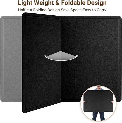 AKTOP Bulletin Board, 24" x 16" Foldable Felt Notice Pin Board for Wall, Decorative CorkBoard Photo Display Board with Self-Adhesive Tape, Vision Board Cork Board Alternative with 25 Pushpins - Black in Saudi Arabia