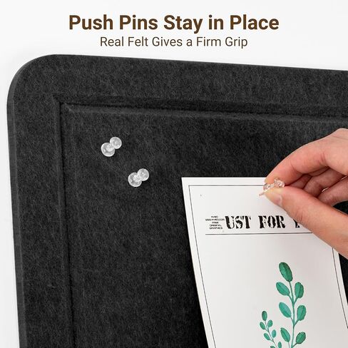 AKTOP Bulletin Board, 24" x 16" Foldable Felt Notice Pin Board for Wall, Decorative CorkBoard Photo Display Board with Self-Adhesive Tape, Vision Board Cork Board Alternative with 25 Pushpins - Black in Saudi Arabia