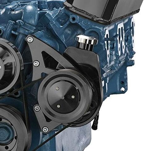 Black Power Steering Bracket Compatible with Small Block Chrysler 318 340 360 Engines; V-Belt and Serpentine Applications in Saudi Arabia