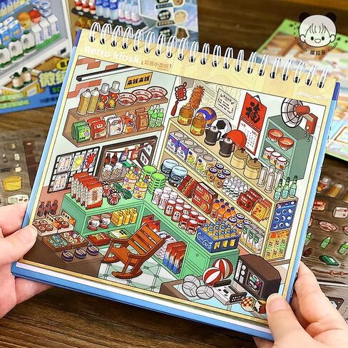 2026 New 3D Stickers Scene, 10 Sets Store Owner Restock Themed DIY Stickers Regular Size 3D Sticker Scenes for Adults Relief Stress Sticker Therapy (H) in Kuwait