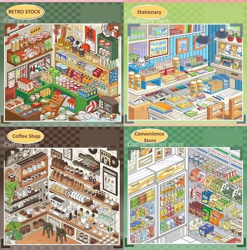 2026 New 3D Stickers Scene, 10 Sets Store Owner Restock Themed DIY Stickers Regular Size 3D Sticker Scenes for Adults Relief Stress Sticker Therapy (H) in Kuwait