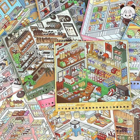 2026 New 3D Stickers Scene, 10 Sets Store Owner Restock Themed DIY Stickers Regular Size 3D Sticker Scenes for Adults Relief Stress Sticker Therapy (H) in Kuwait