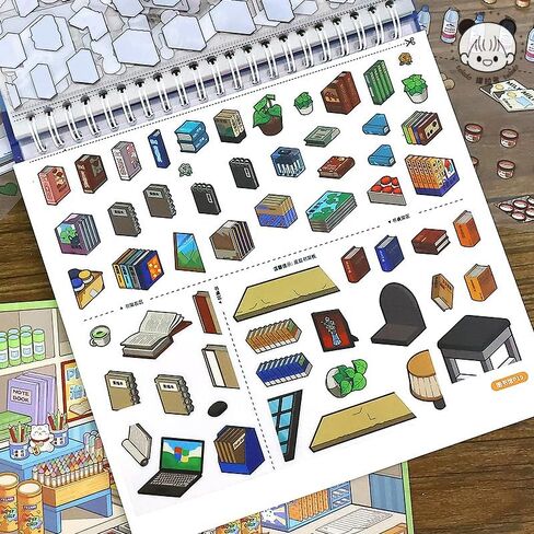 2026 New 3D Stickers Scene, 10 Sets Store Owner Restock Themed DIY Stickers Regular Size 3D Sticker Scenes for Adults Relief Stress Sticker Therapy (H) in Kuwait