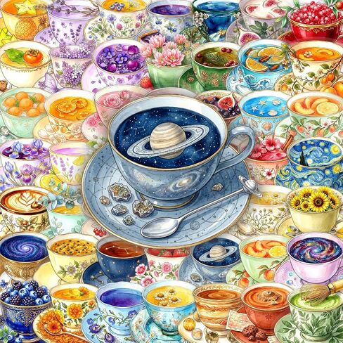 50PCS Watercolor Teacup Clear PET Stickers, Vintage Floral Tea Cup Transparent Die-Cut Decals, Aesthetic Waterproof Stickers for Journal Scrapbook Planner Laptop Water Bottle DIY Decor in Kuwait