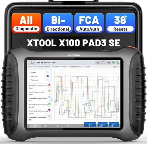 XTOOL X100 PAD3 SE ماسح ضوئي OBD2 ثنائي الاتجاه مدعوم بالذكاء الاصطناعي، أداة فحص النظام بالكامل مع إعادة ضبط 38+، أداة تشخيص ماسح ضوئي للسيارة مع FCA AutoAuth، ECU C0ding، إعادة تعلم مستشعر الكرنك، CANFD/DOIP، تحديث لمدة عامين in Kuwait