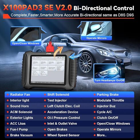 XTOOL X100 PAD3 SE ماسح ضوئي OBD2 ثنائي الاتجاه مدعوم بالذكاء الاصطناعي، أداة فحص النظام بالكامل مع إعادة ضبط 38+، أداة تشخيص ماسح ضوئي للسيارة مع FCA AutoAuth، ECU C0ding، إعادة تعلم مستشعر الكرنك، CANFD/DOIP، تحديث لمدة عامين in Kuwait