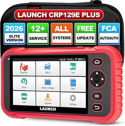 LAUNCH CRP129E Plus Obd2 Scanner، أداة مسح تشخيصية كاملة للنظام الكل في واحد، تحديث مجاني مدى الحياة، 12 إعادة ضبط الزيت/TPMS/EPB/SAS/BMS/إعادة ضبط الخانق، ترميز الحاقن، FCA AutoAuth، اختبار البطارية، VIN التلقائي in Kuwait