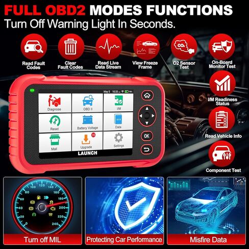 LAUNCH CRP129E Plus Obd2 Scanner، أداة مسح تشخيصية كاملة للنظام الكل في واحد، تحديث مجاني مدى الحياة، 12 إعادة ضبط الزيت/TPMS/EPB/SAS/BMS/إعادة ضبط الخانق، ترميز الحاقن، FCA AutoAuth، اختبار البطارية، VIN التلقائي in Kuwait